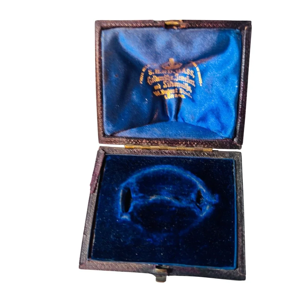 Antique S.H. & D. Gass London Victorian Leather Jewelry Box Regent Street Blue